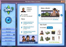The Sims 3 Game Launcher's Welcome page