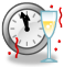 Clock nearing midnight and glass of bubbly