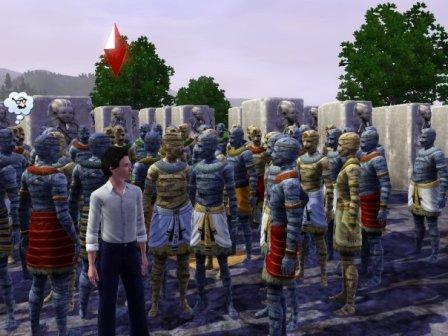 That Sim doesn’t seem very bothered about all those mummies…
